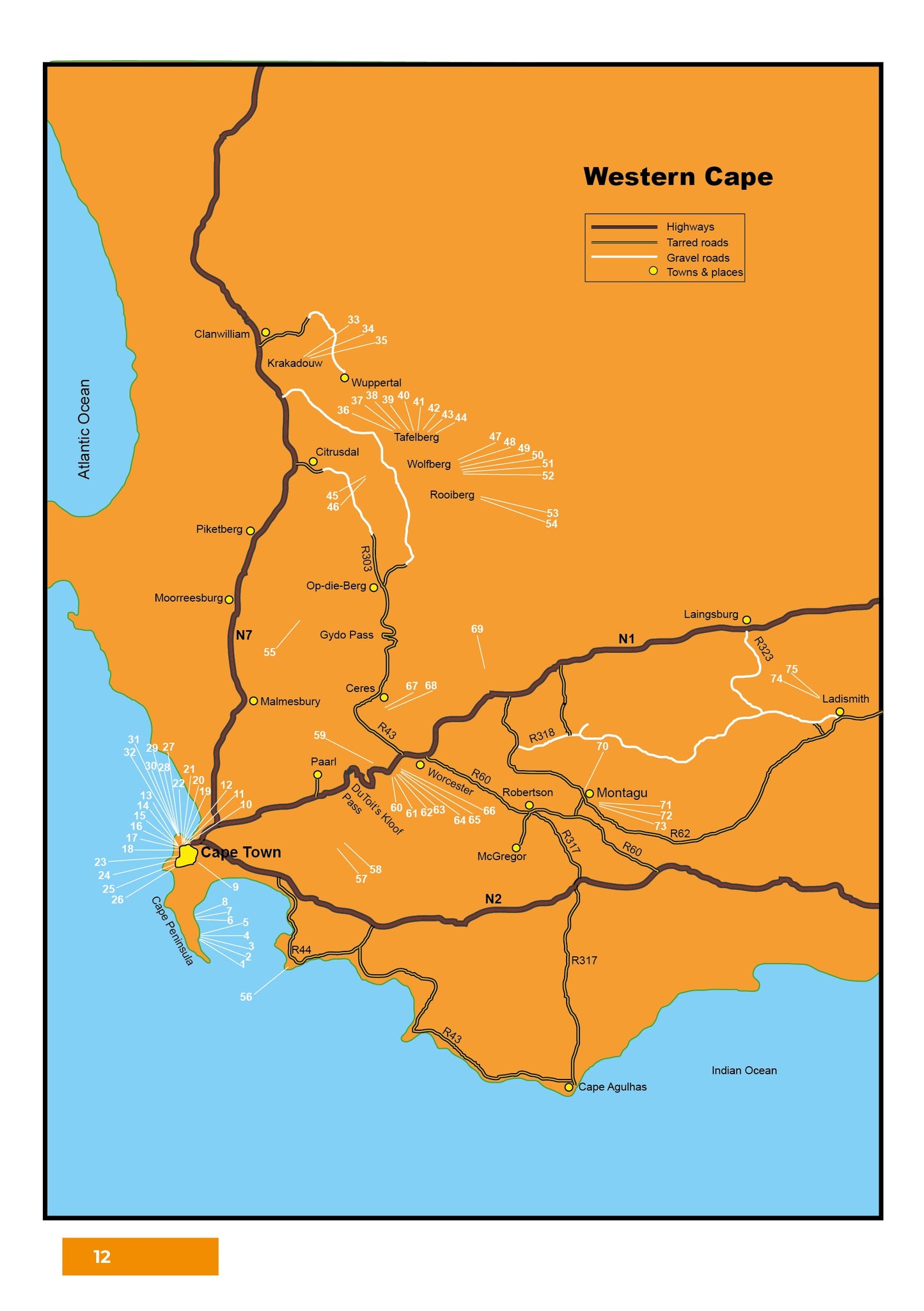 Great Rock Climbs of the Western Cape Guidebook - areas covered