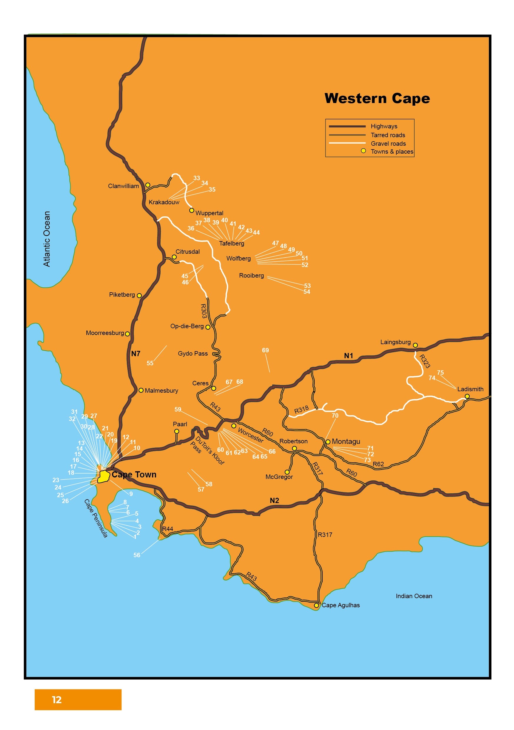 Great Rock Climbs of the Western Cape Guidebook - areas covered