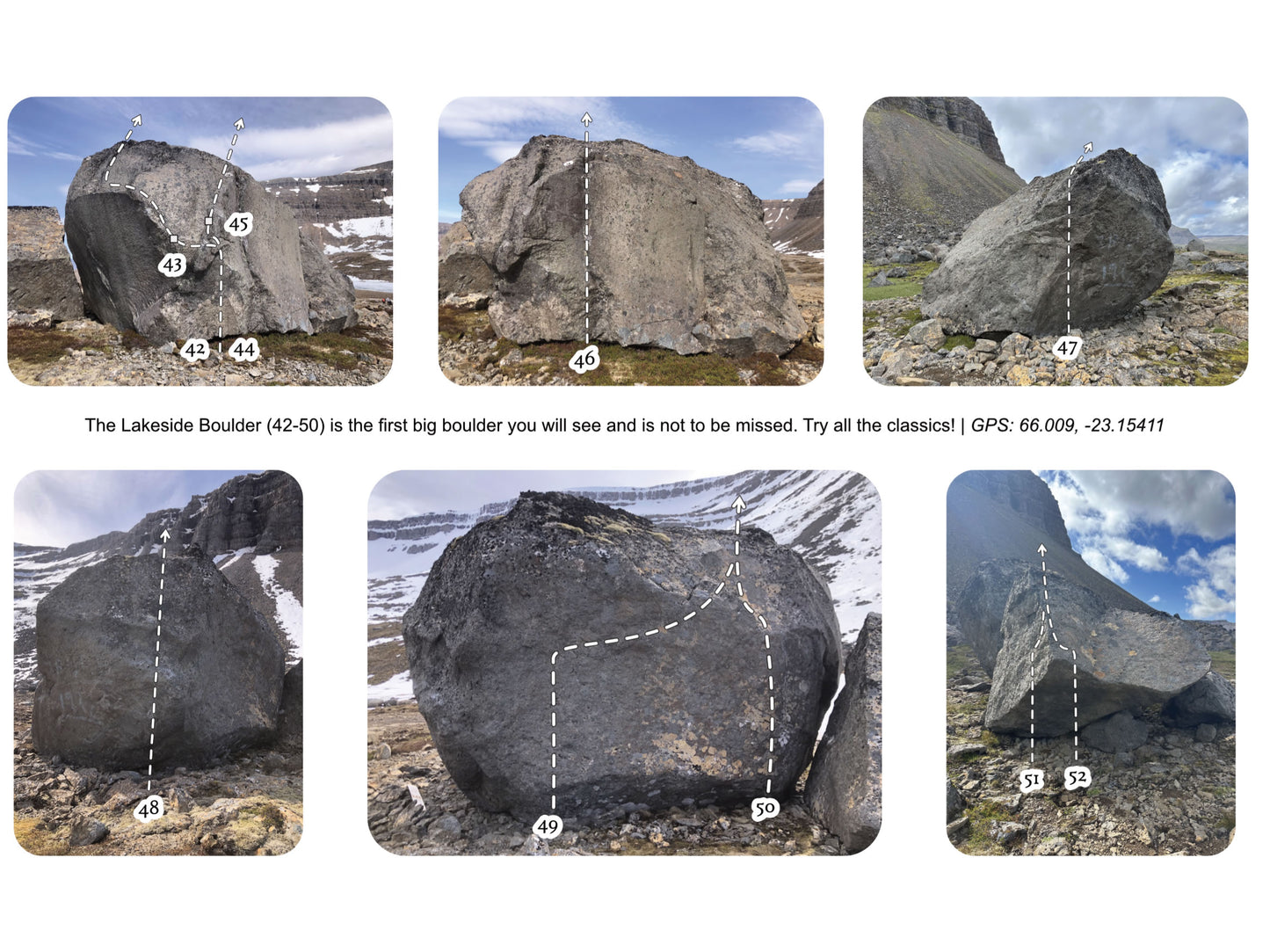Ísafjörður (Iceland) Bouldering Guidebook - Example topo No 1