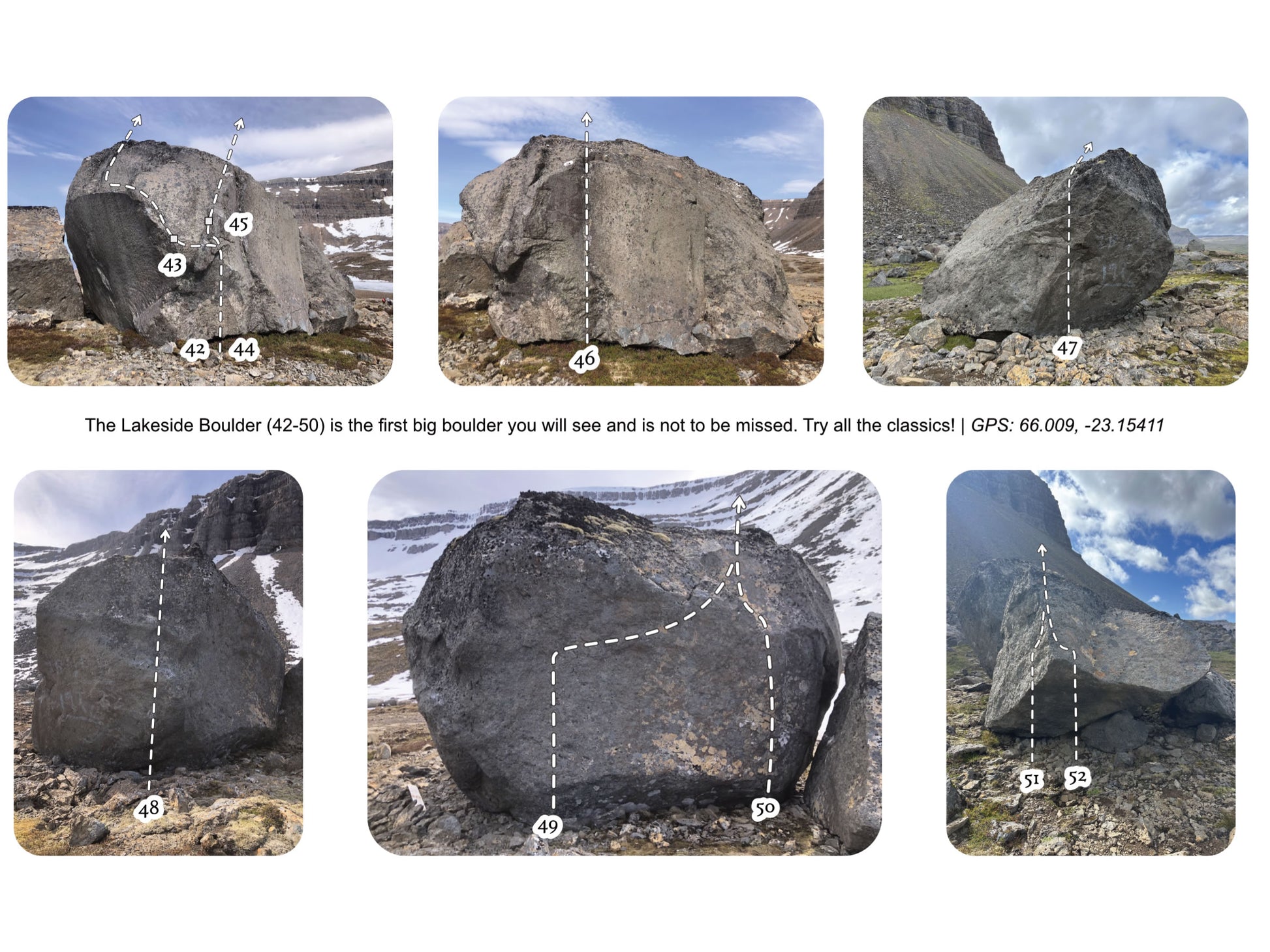 Ísafjörður (Iceland) Bouldering Guidebook - Example topo No 1