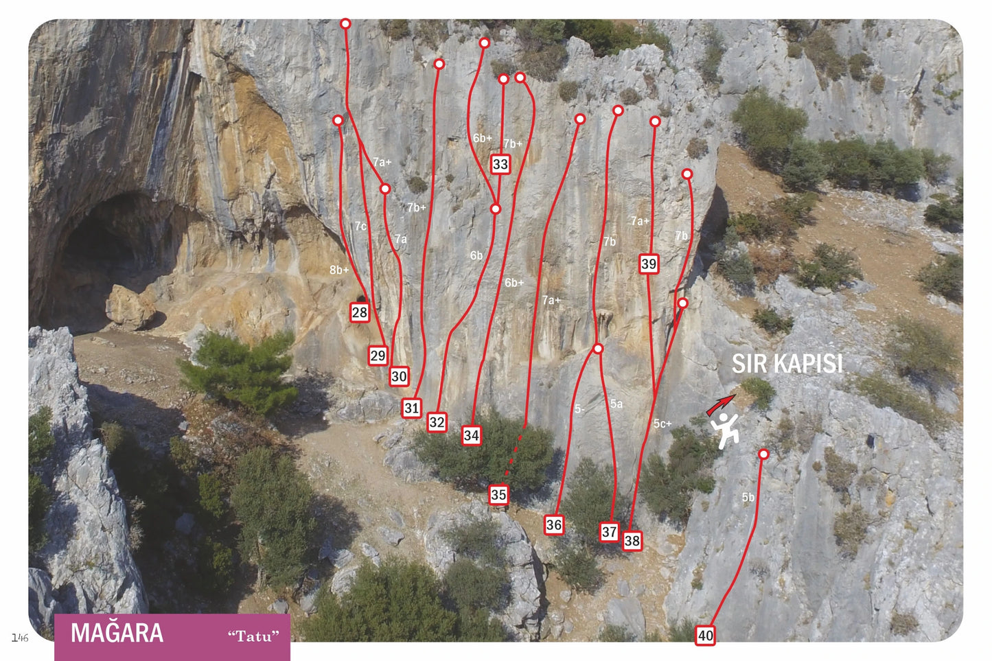 Izmir - Buca Rock Climbing Guidebook - Example Topo 1