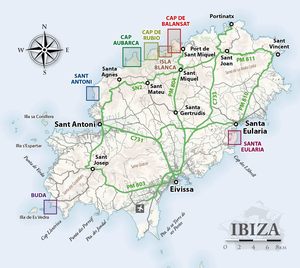 Ibiza Sport Climbs Guidebook and Topo - area covered