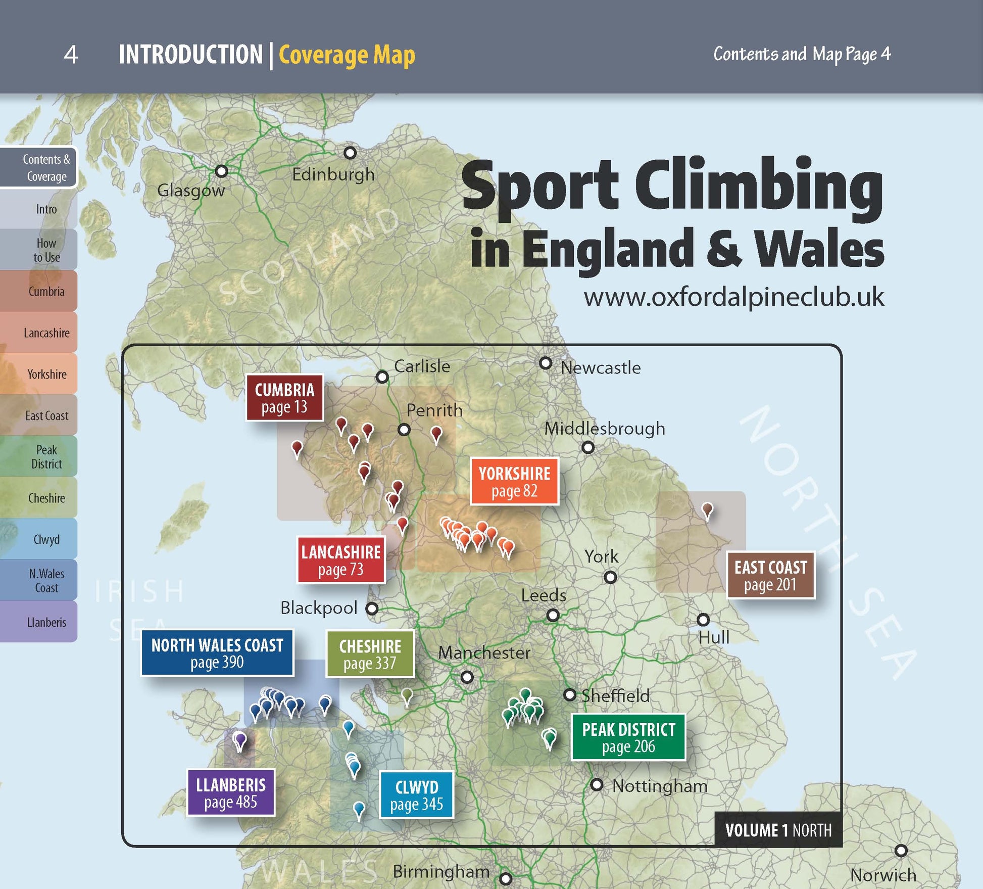 Sport Climbing in England and Wales - Volume 1, North - Area Covered