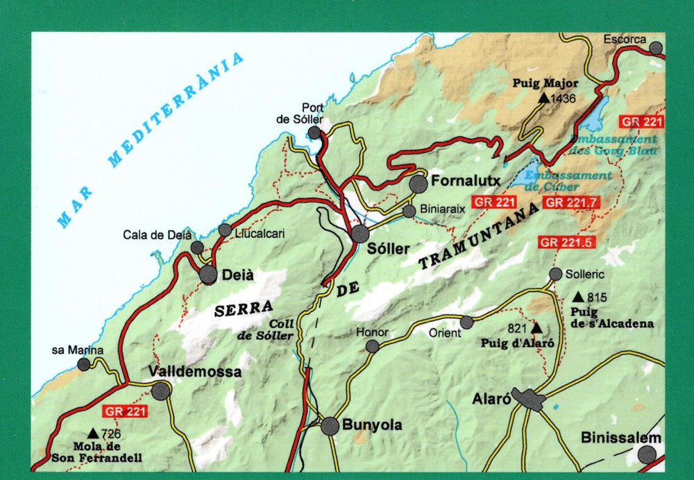 Tramuntana Central Mountain Map in Mallorca - Area covered