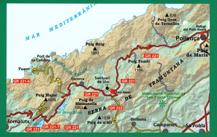 Tramuntana North Mountain Map - Area covered