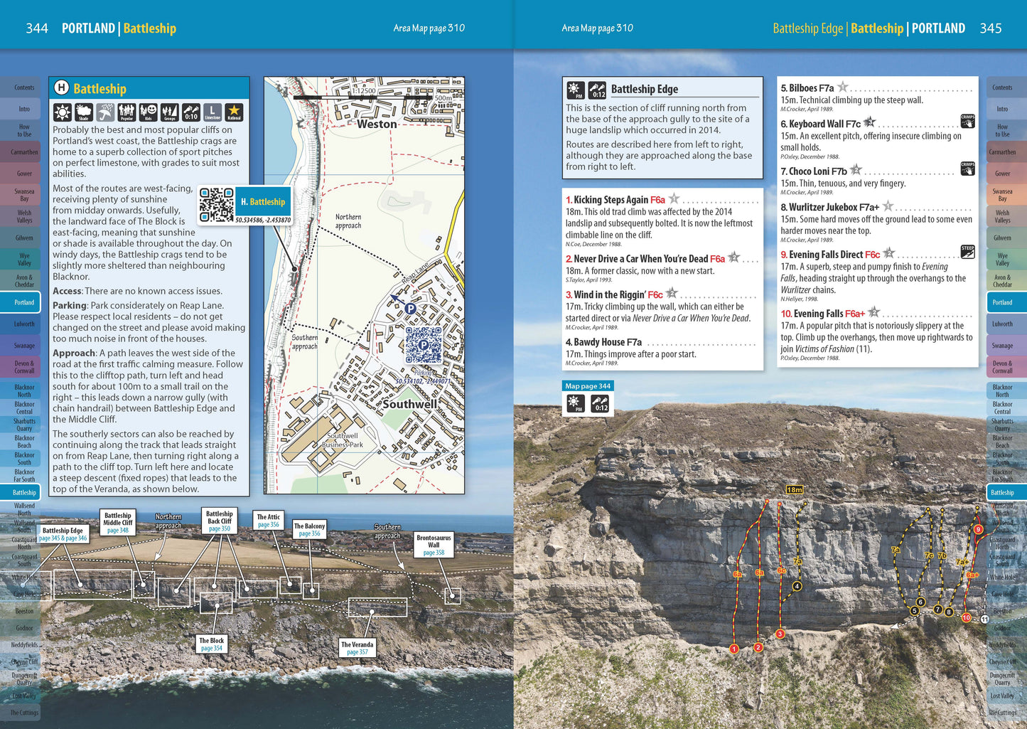 Sport Climbing in England and Wales - Volume 2, South - Portland example topo