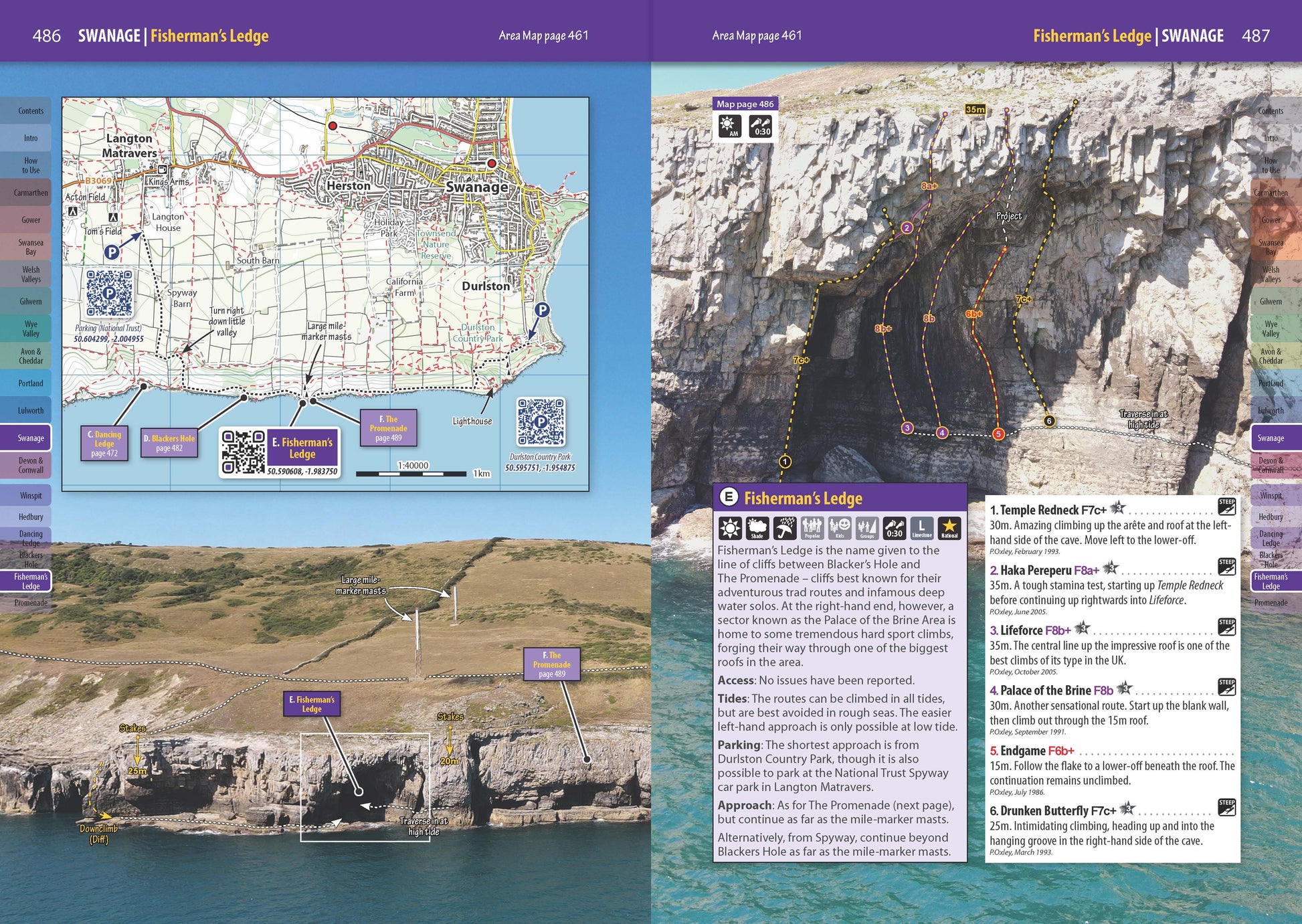 Sport Climbing in England and Wales - Volume 2, South - Swanage example topo