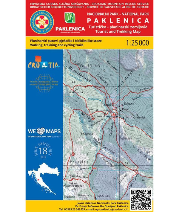 Paklenica National Park Walking and Trekking Map [18] – Climb Europe