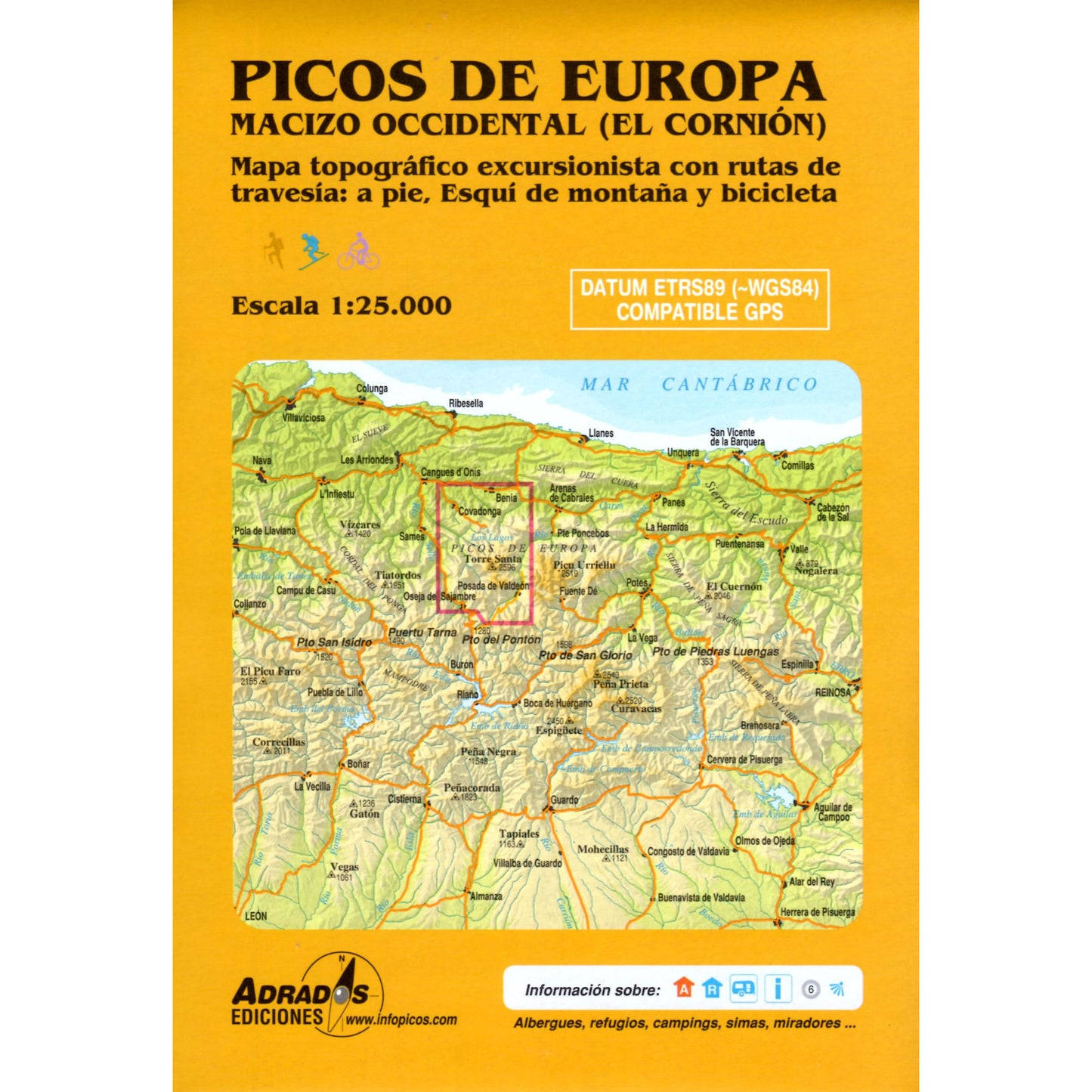 Picos de Europa Map - Western Massif (Macizo Occidental) - rear cover