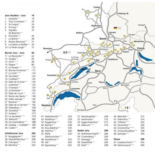 Schweiz Plaisir Jura rock climbing guidebook - area covered