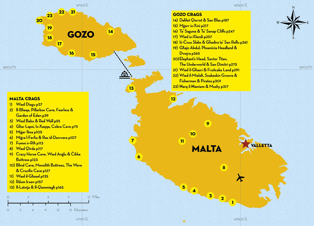Sport Climbing in Malta and Gozo Guidebook (Topo) - Area Covered