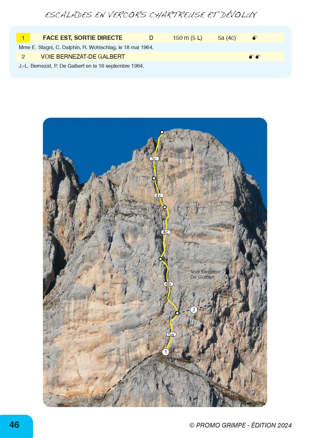 Selected Climbs in Vercors, Chartreuse and Dévoluy Guidebook - example topo 3