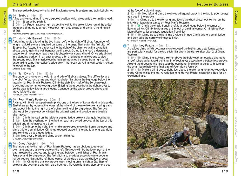 Tremadog Rock Climbing Guidebook - example route description