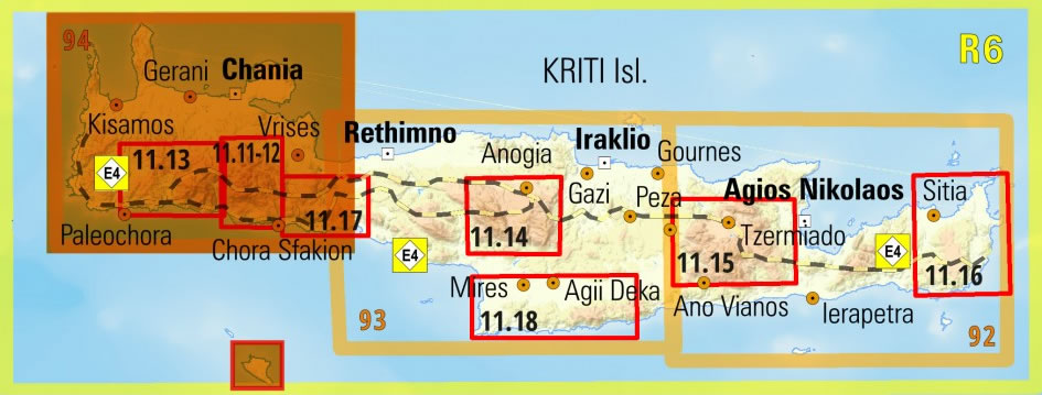Chania Walking Map [94] - Western Crete - Area Covered