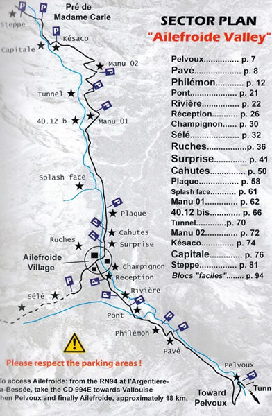 Ailefroide Bouldering Guidebook - areas covered