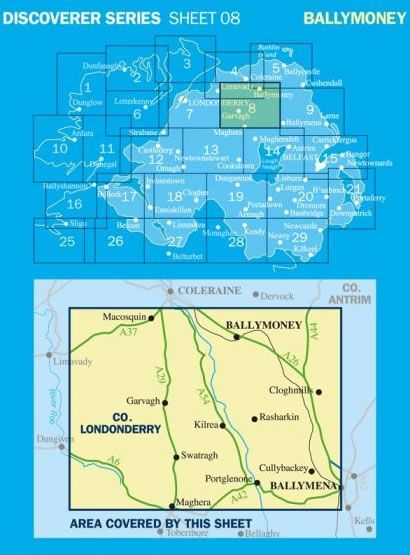 Irish Discoverer Map 8, Ballymoney - Area covered