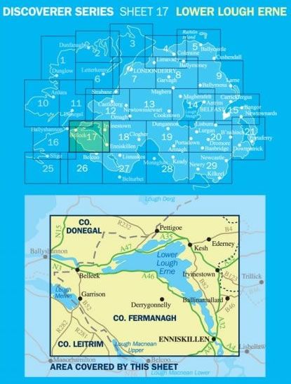 Irish Discoverer Map 17, Lower Lough Erne - Area covered