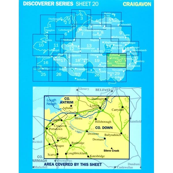 Irish Discoverer Map 20, Craigavon - Area covered