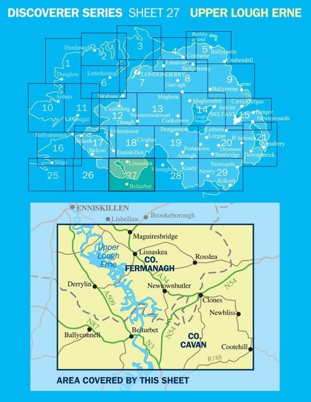 Irish Discoverer Map 27, Upper Lough Erne - Area covered,Irish Discoverer Map 27, Upper Lough Erne