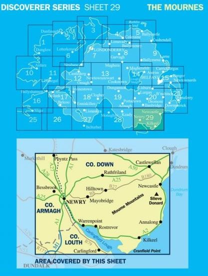 Irish Discoverer Map 29, The Mournes - Area covered