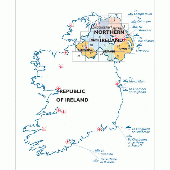 Discoverer maps of Northern Ireland - area covered