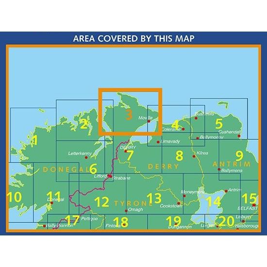 Irish Discovery Map 3, Donegal - North East and Derry - Area Covered