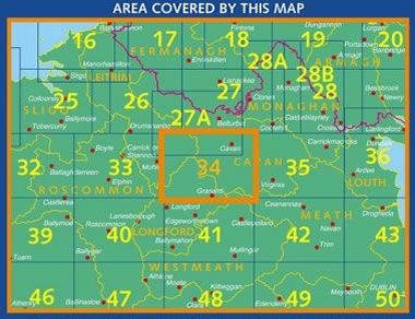 Irish Discovery Map 34, Cavan, Longford, Leitrim, Meath and Westmeath - Area Covered