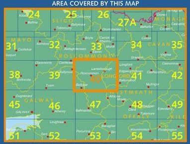 Irish Discovery Map 40, Galway, Roscommon, Longford and Westmeath - area covered