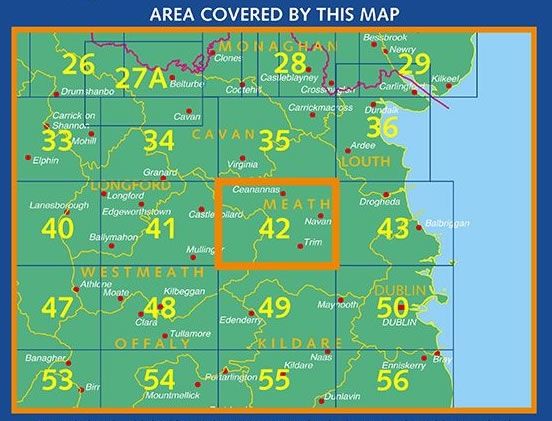 Irish Discovery Map 42, Meath and Westmeath - Area covered