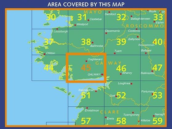 Irish Discovery Map 45, Galway - Central - Area Covered