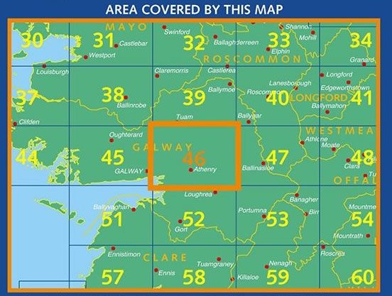 Irish Discovery Map 46, Galway - Central East - Area covered