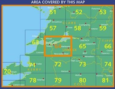 Irish Discovery Map 64, Clare, Kerry and Limerick - Area covered