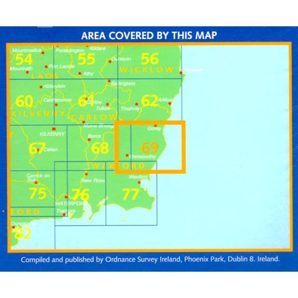 Irish Discovery Map 69, Wexford, North East - Area Covered