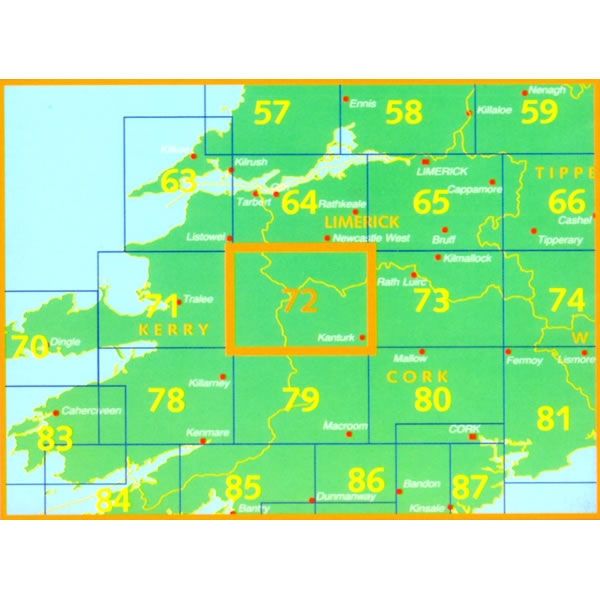 Irish Discovery Map 72, Cork, Kerry and Limeric - Area covered