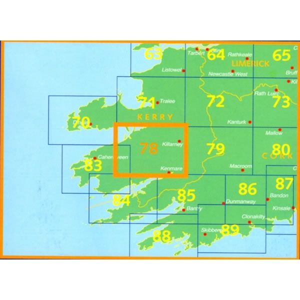 Irish Discovery Map 78, Central Kerry - Area Covered,Irish Discovery Map 78, Central Kerry