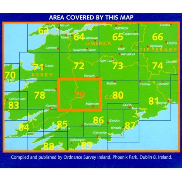 Irish Discovery Map 79, Cork and Kerry - area covered