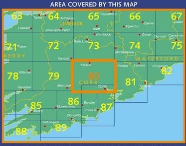 Irish Discovery Map 80, Central Cork - Area covered