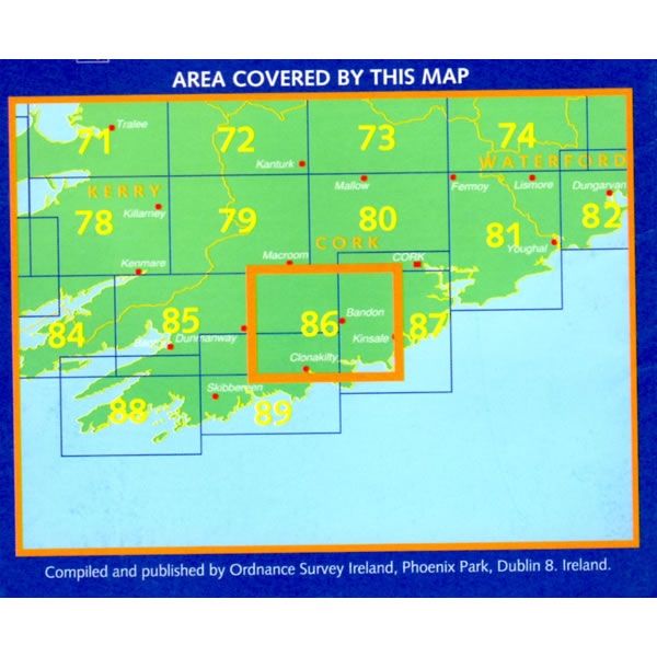 Irish Discovery Map 86, Central Cork - Area Covered