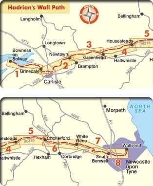 Footprint Hadrian's Wall Path Map - Area covered