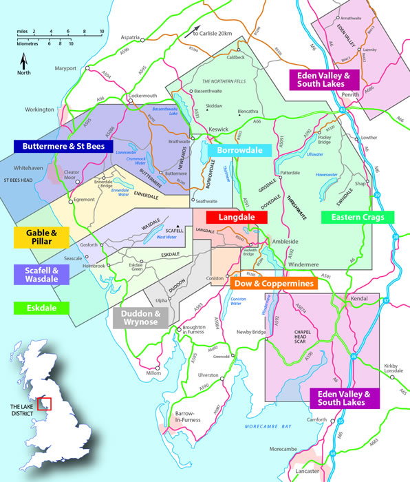 Lake District Guidebook Areas Map