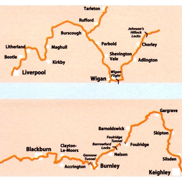 Leeds and Liverpool Canal Map - Liverpool to Keighley - area covered