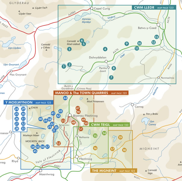 Moelwynion and Cwm Lledr Rock Climbing Guidebook - Area Covered