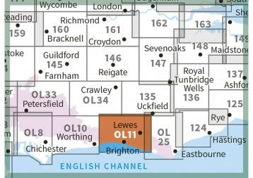 OS Explorer Map OL11 - Brighton and Hove - surrounding area