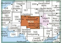 OS Explorer Map OL12 - Brecon Beacons National Park - Western and Central areas - surrounding area