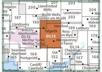 OS Explorer Map OL13 - Brecon Beacons National Park - Eastern area - surrounding area