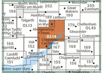 OS Explorer Map OL14 - Wye Valley and Forest of Dean - surrounding area