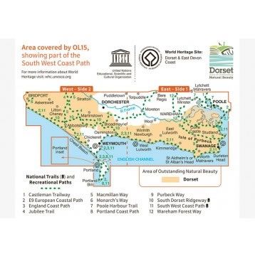 OS Explorer Map OL15 - Purbeck and South Dorset - area covered,OS Explorer Map OL15 - Purbeck and South Dorset