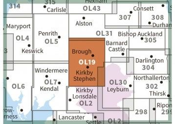 OS Explorer Map OL19 - Howgill Fells and Upper Eden Valley - surrounding area