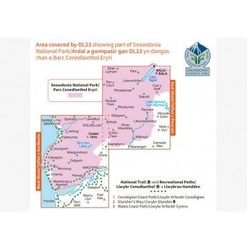 OS Explorer Map OL23 - Cadair Idris and Llyn Tegid - area covered