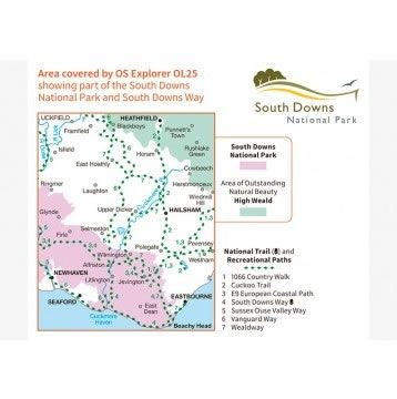 OS Explorer Map OL25 - Eastbourne and Beachy Head - area covered